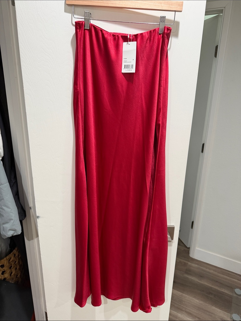 Kookai Red Satin Maxi Skirt